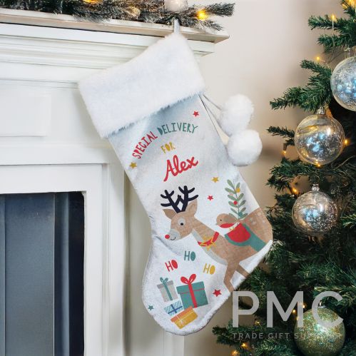 Personalised Reindeer Christmas Stocking