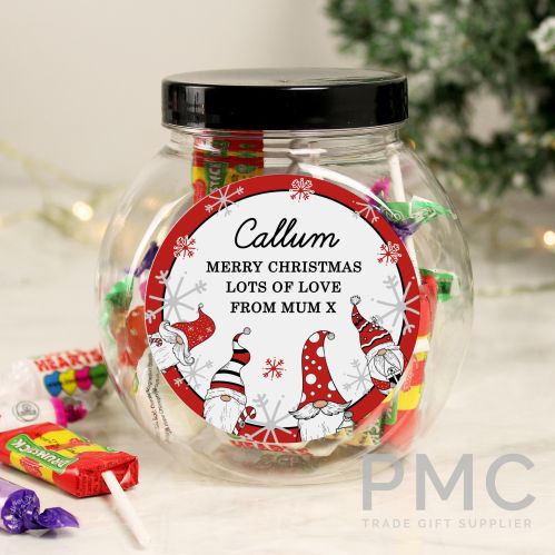 Personalised Gonk Christmas Sweet Jar