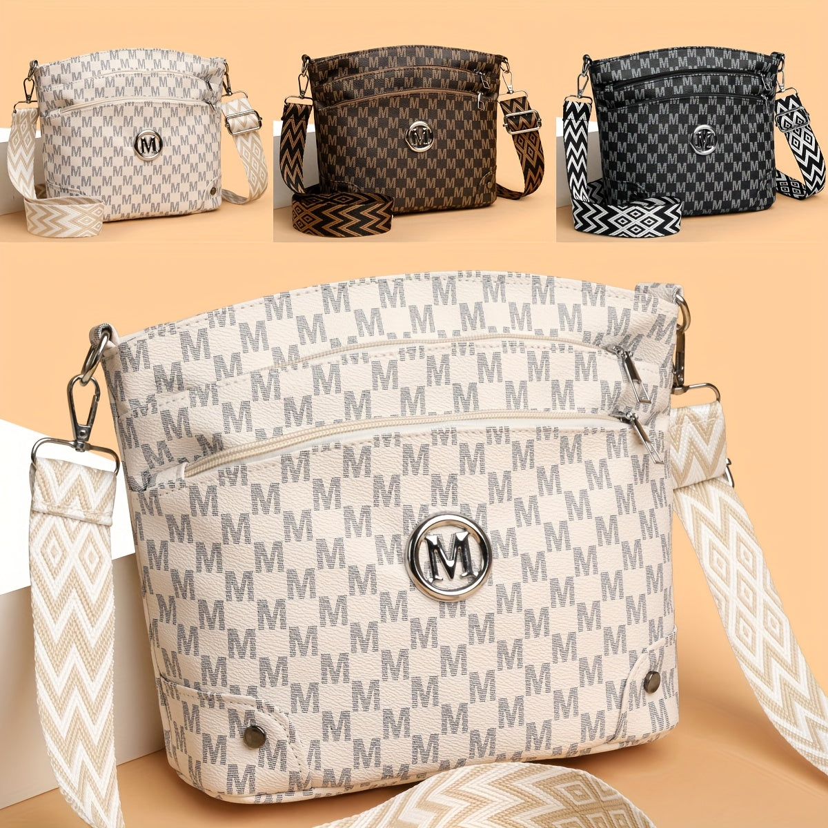 Boho MultiPocket Zipper Crossbody Tote Purse