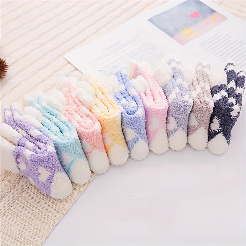 Cozy Heart Pattern Plush Fleece Thermal Socks  3610 Pairs